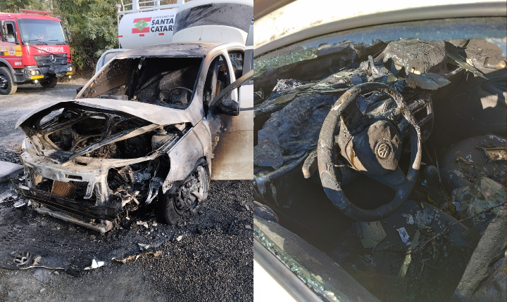 Veículo da Prefeitura é destruído por incêndio em Agrolândia