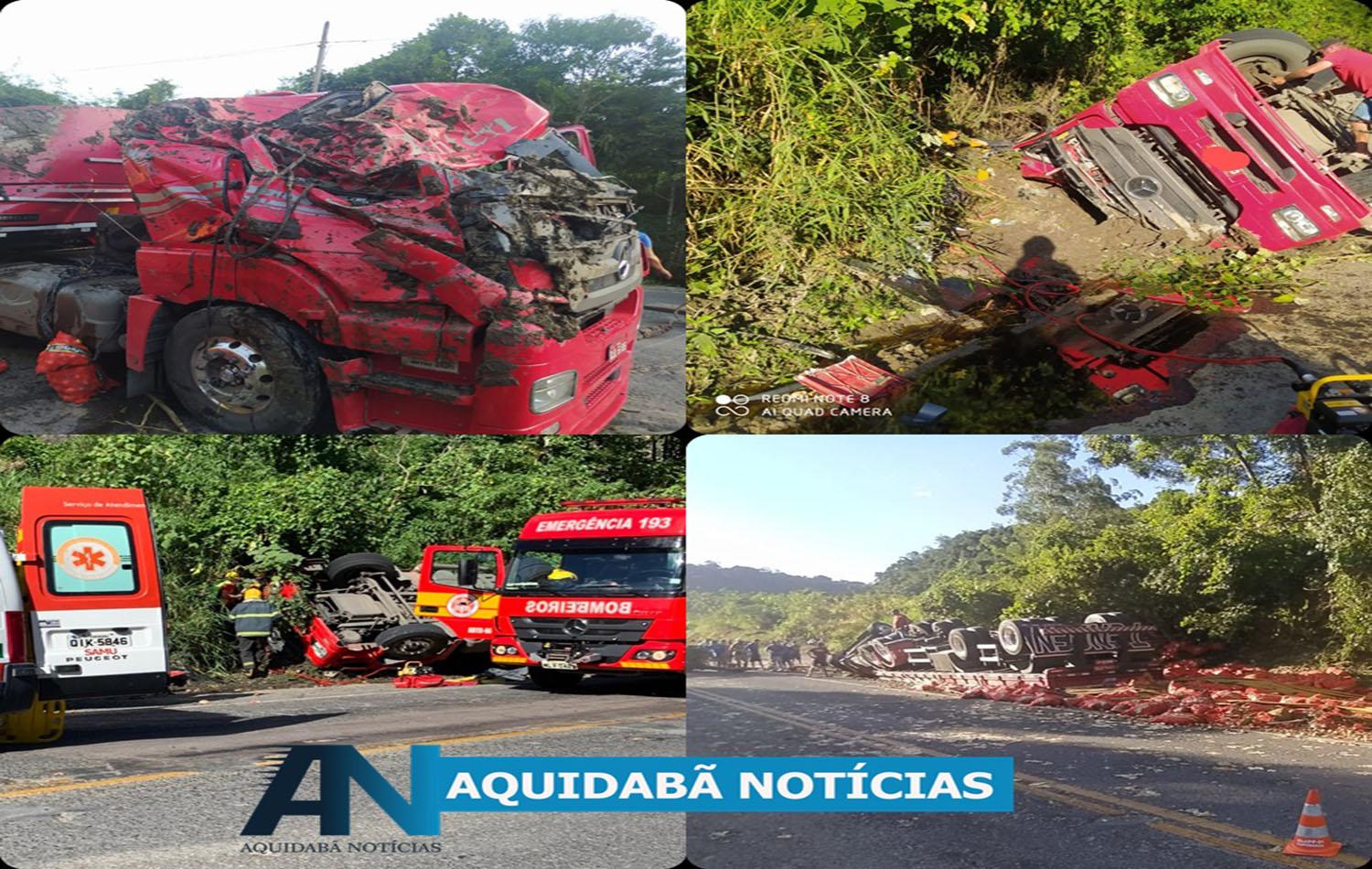 AURORA - Acidente de trânsito com vítimas encarceradas na SC-350 - Santa Teresa.