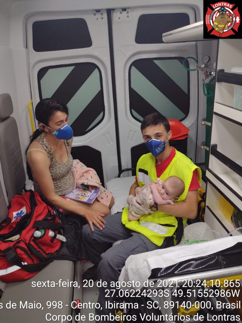 Bebê é salva por bombeiros voluntários de Lontras.