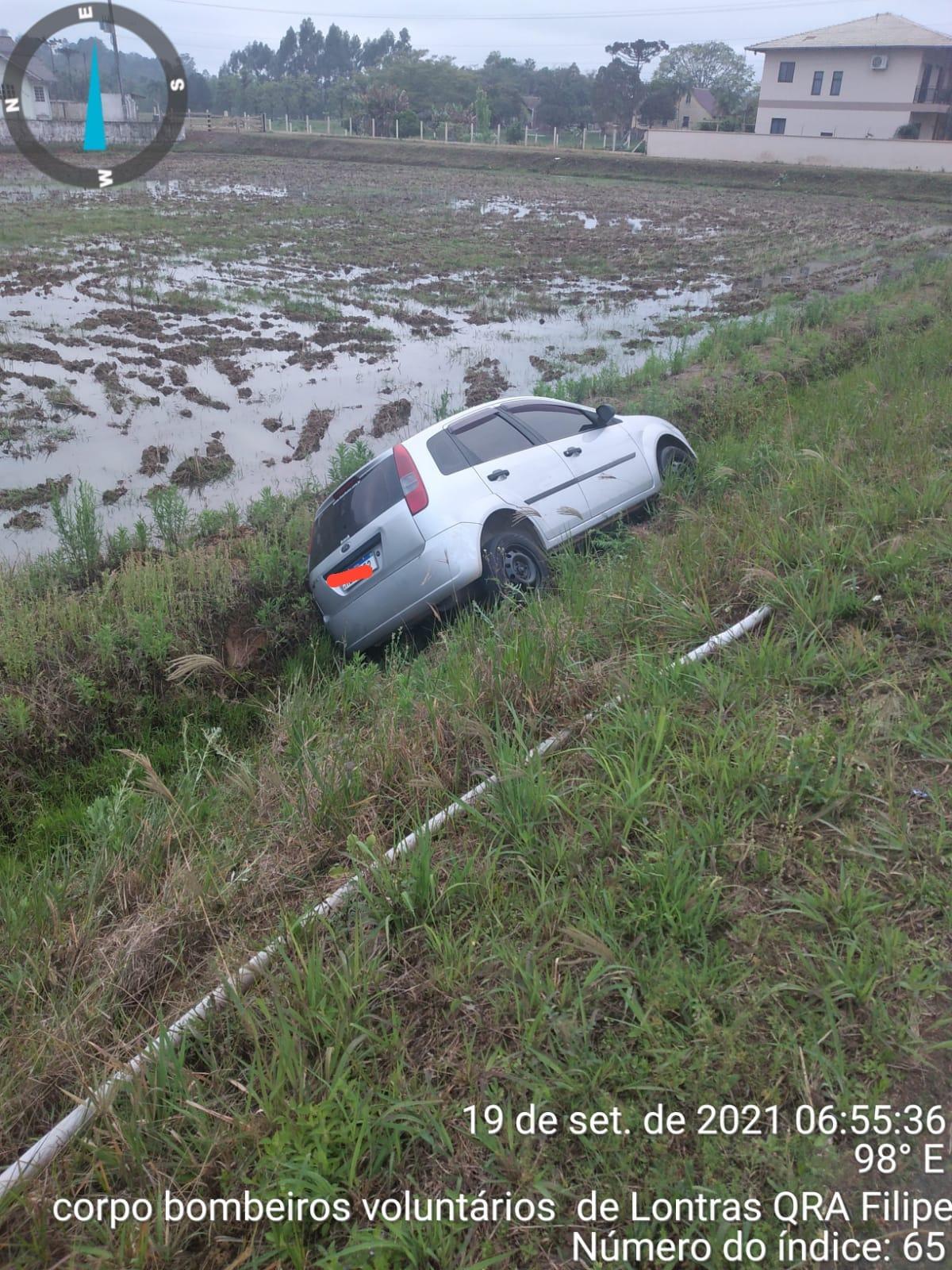 Motorista perde o controle do carro em Lontras.