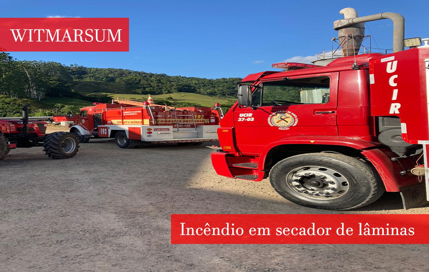 Bombeiros de Presidente Getúlio atendem ocorrência de incêndio na cidade de Witmarsum.