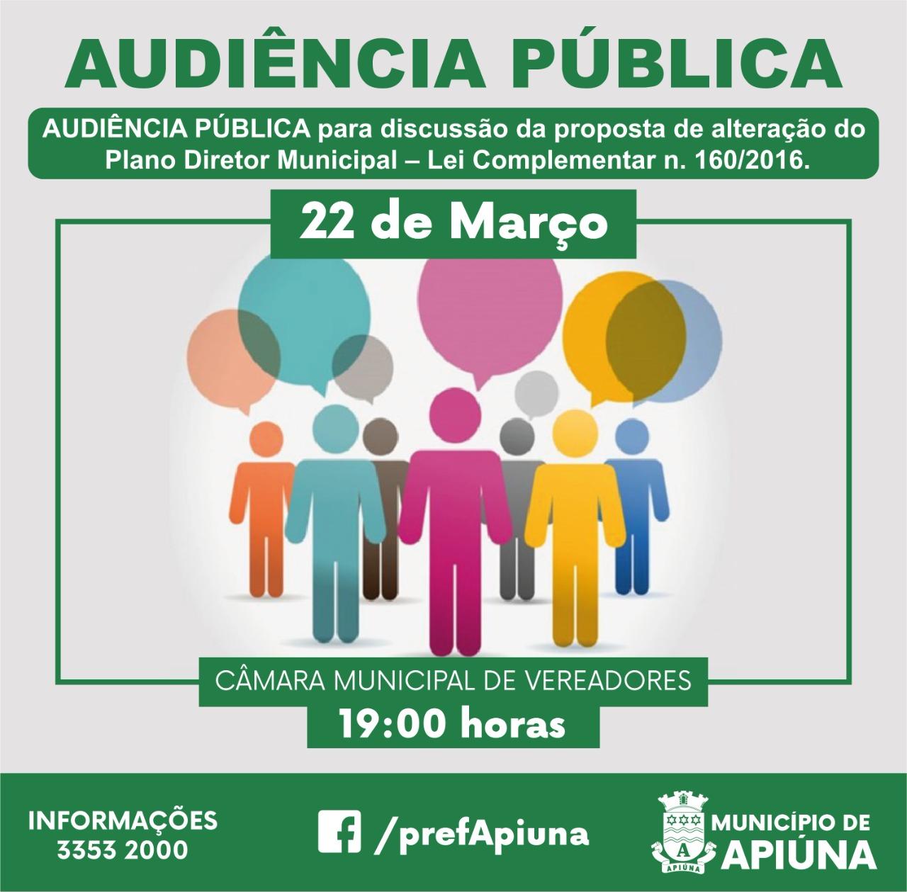 Município de Apiúna realiza audiência pública para proposta de alteração no plano diretor municipal.