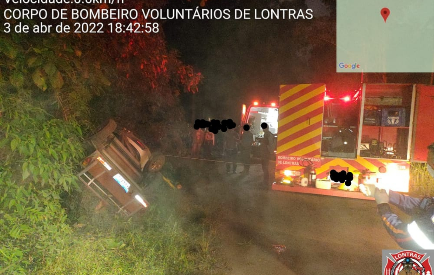 Acidente com quatro vítimas na cidade de Lontras.