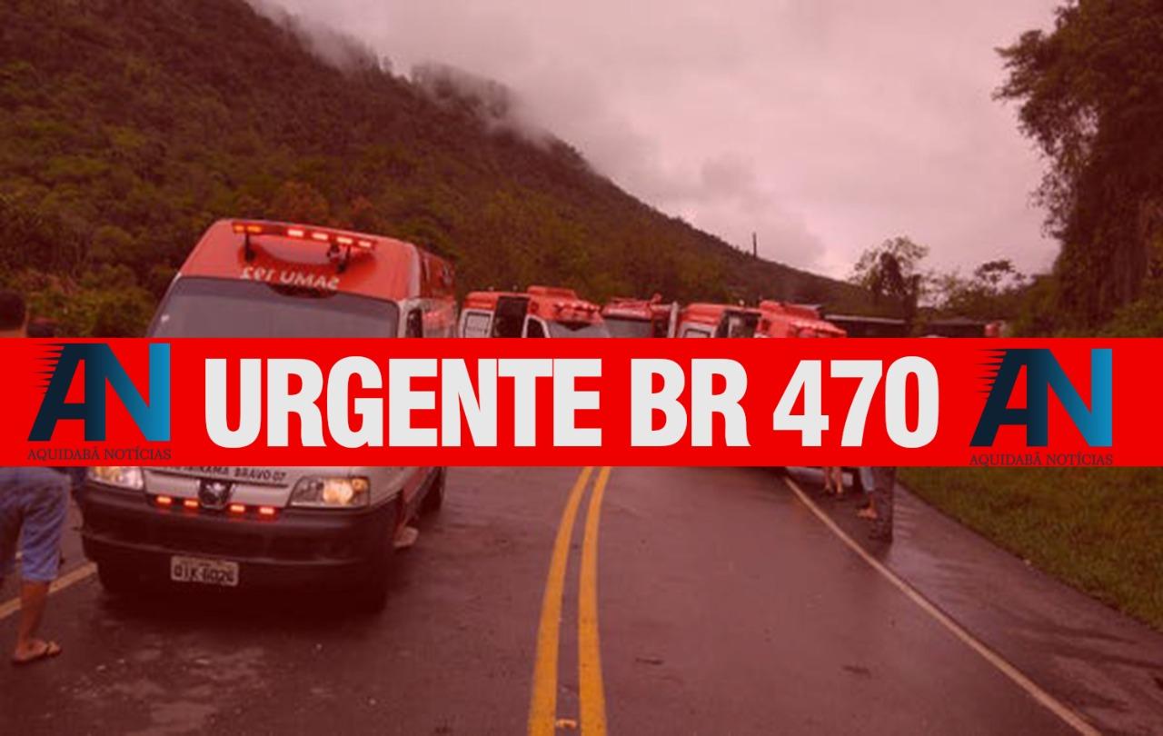 Grave acidente na BR 470 em Rio do Sul, envolvendo caminhão e moto.