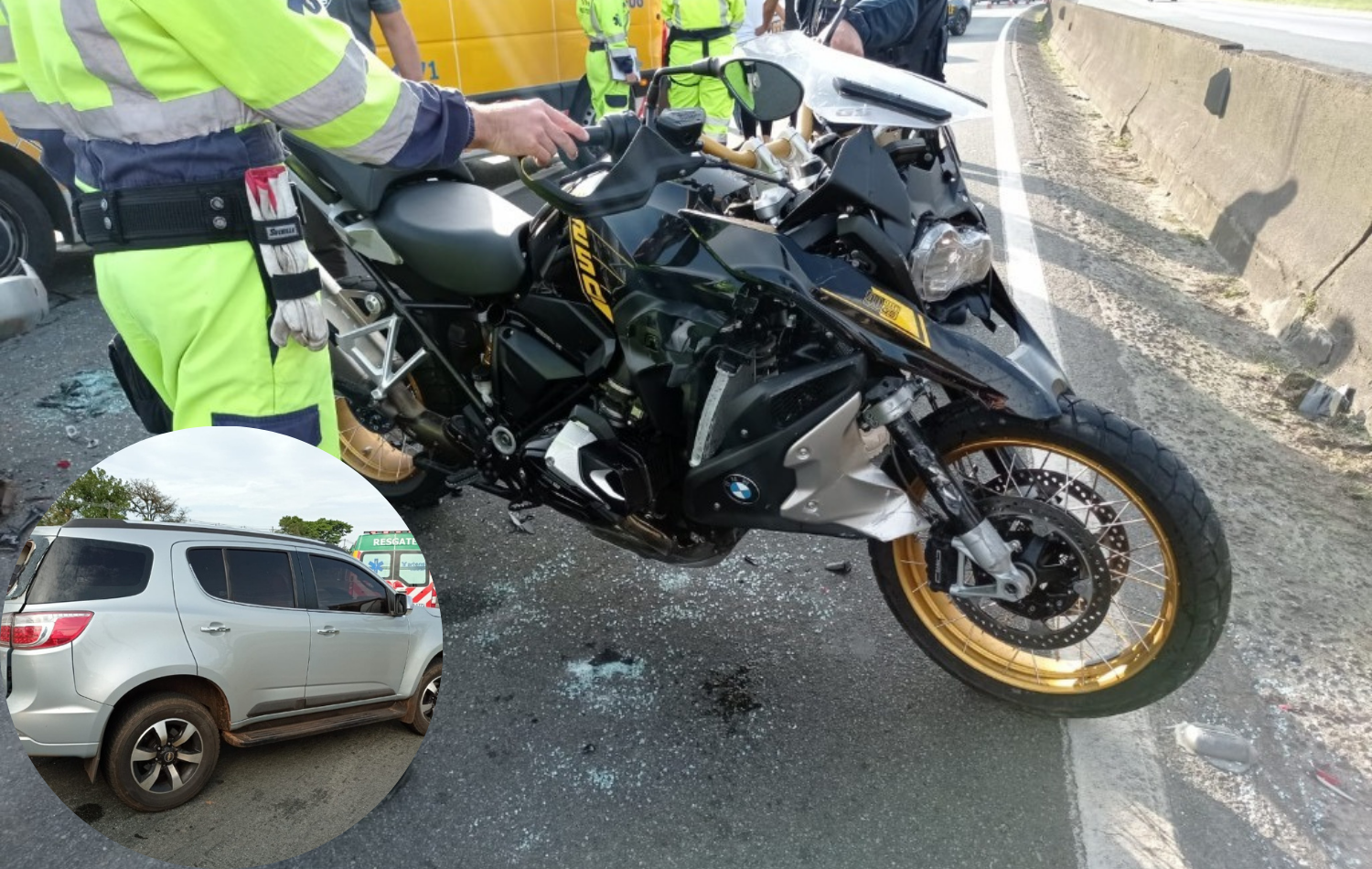 Homem morre após grave acidente envolvendo moto e carro.