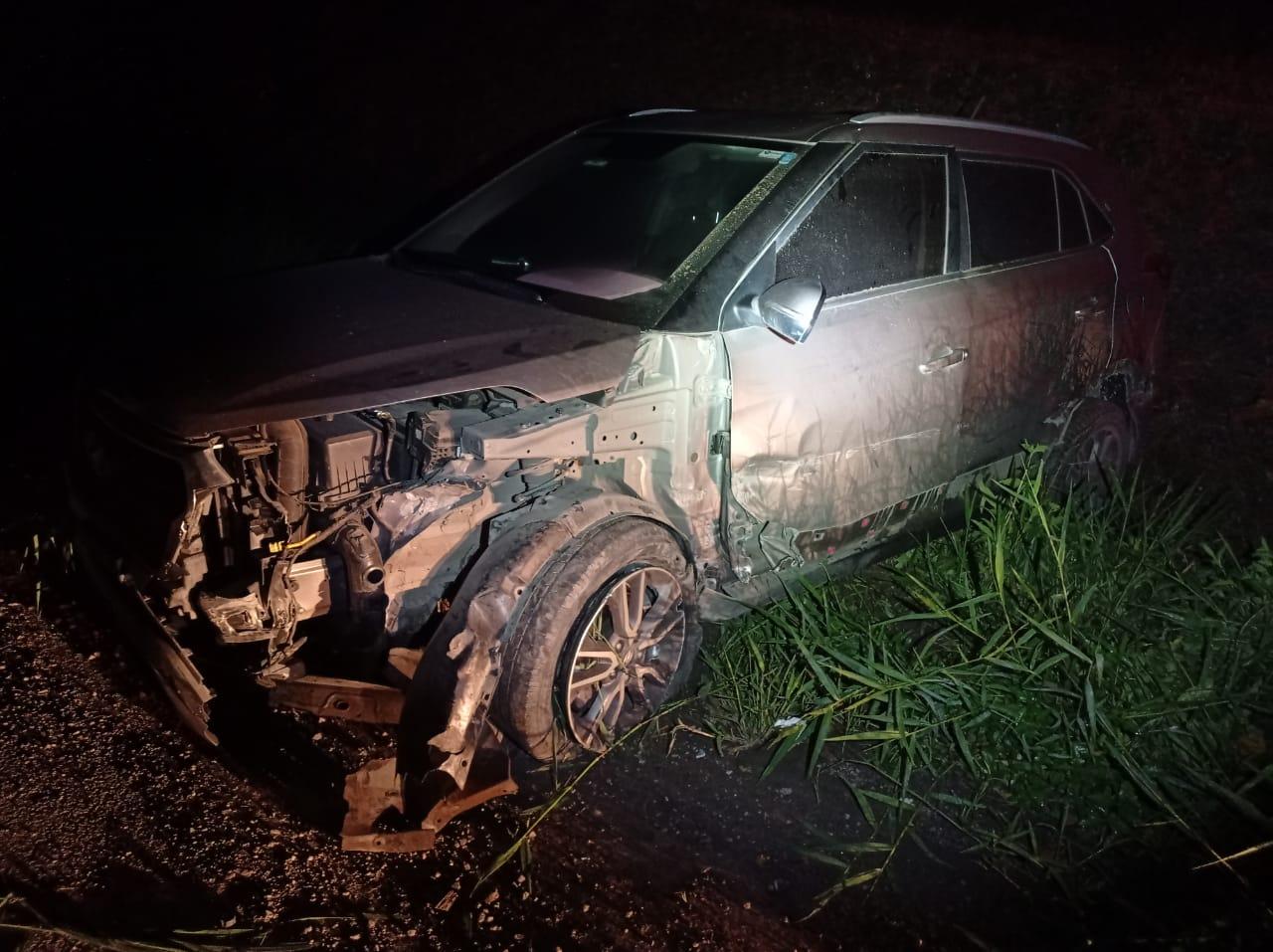 Mulher fica gravemente ferida em acidente na BR 470 em Rio do Sul nesta madrugada.