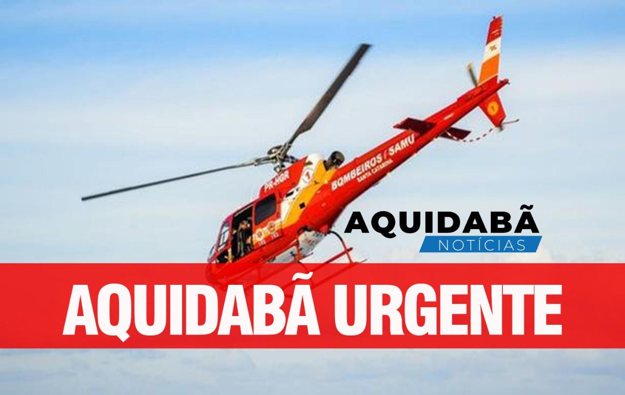 Helicóptero Arcanjo em deslocamento para a cidade de Presidente Getúlio.