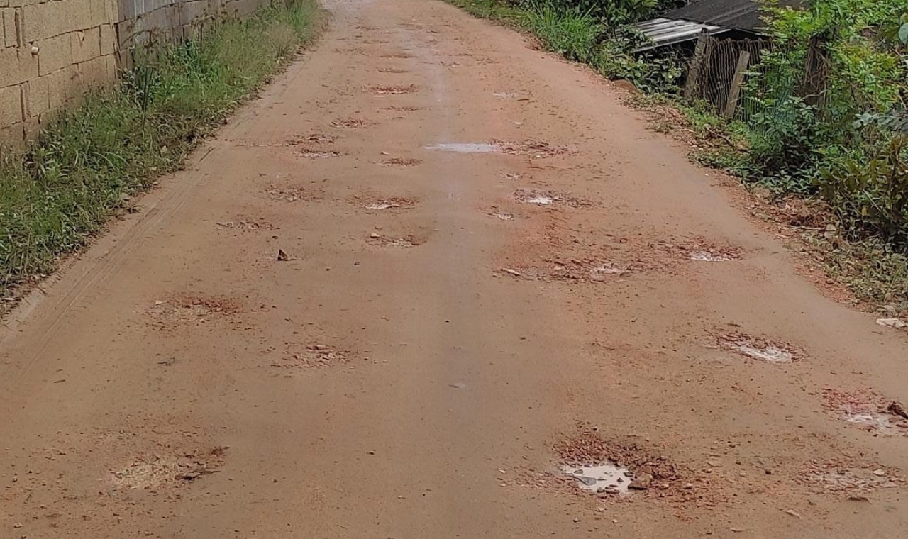 Buracos, mato na estrada abandono na comunidade de Ressacada em Apiúna, moradores antigos que t que fazer a limpeza das estradas.