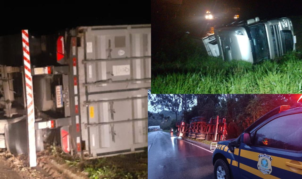 Duas carretas tombam em Ibirama e Lontras, com isso sobe para três o número de veículos que estão tombados na BR 470.