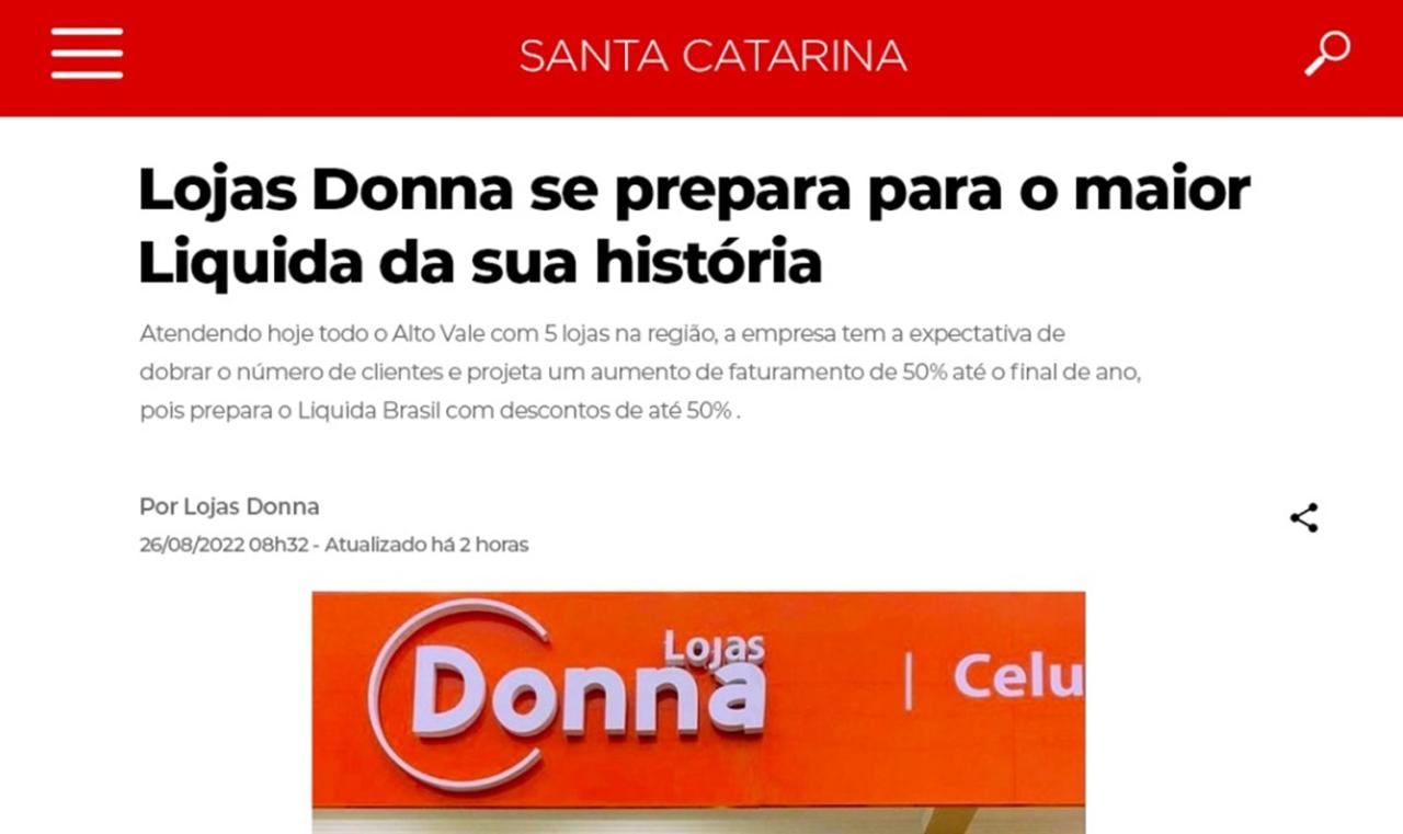 Lojas Donna se prepara para realização da maior liquidação da sua história.