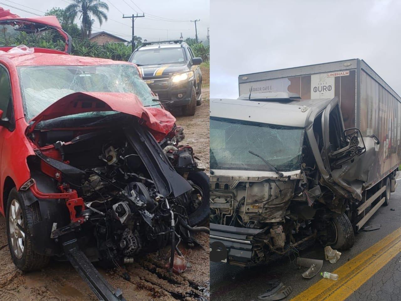 Mulher fica ferida após  grave acidente na BR 470 em Rodeio.