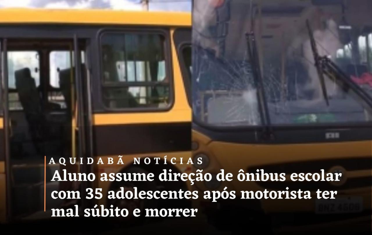 Herói, aluno assume a direção de ônibus escolar com 35 adolescentes após motorista ter mal súbito e morrer.