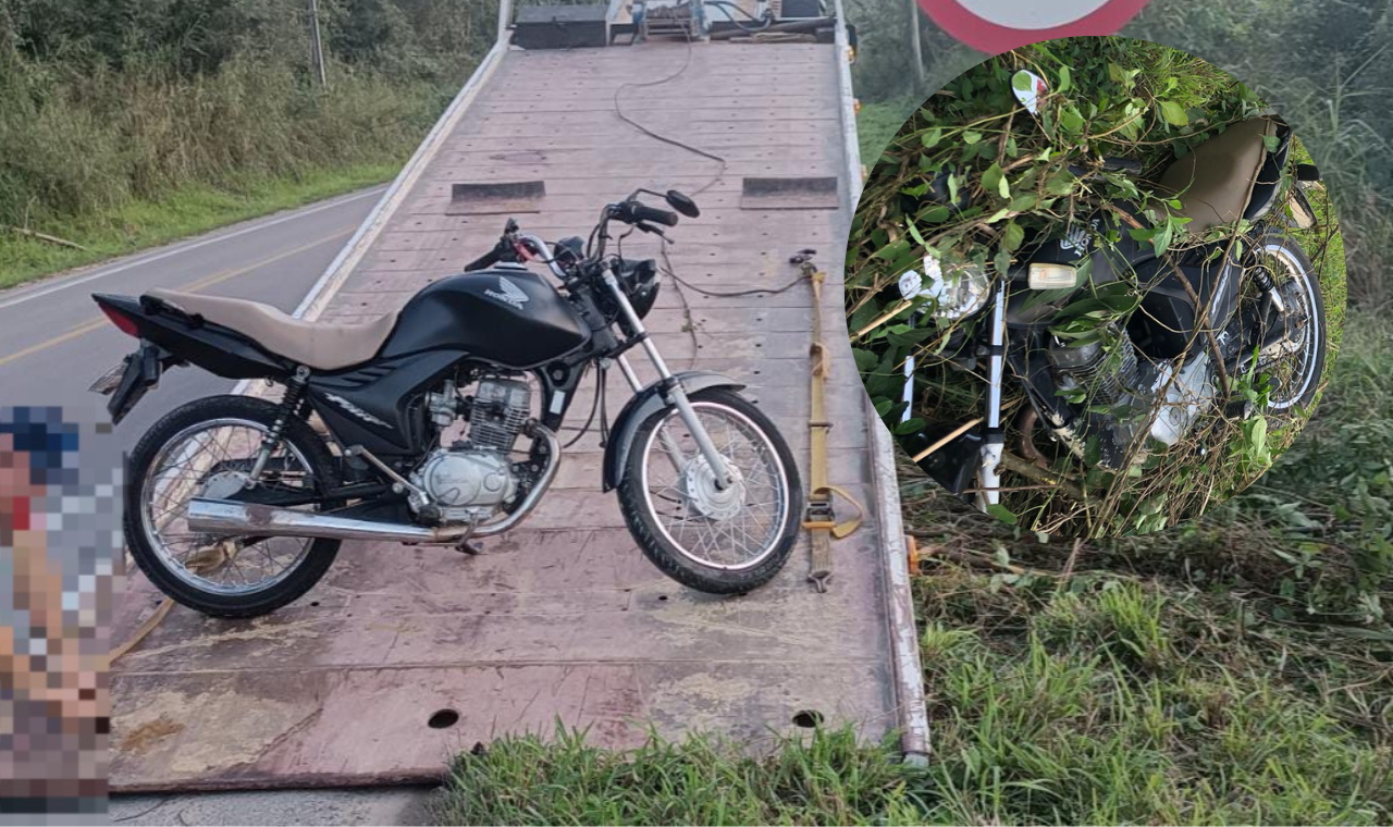 Motociclista foge da polícia, sofre acidente e se joga no rio Itajaí-açú em Apiúna.
