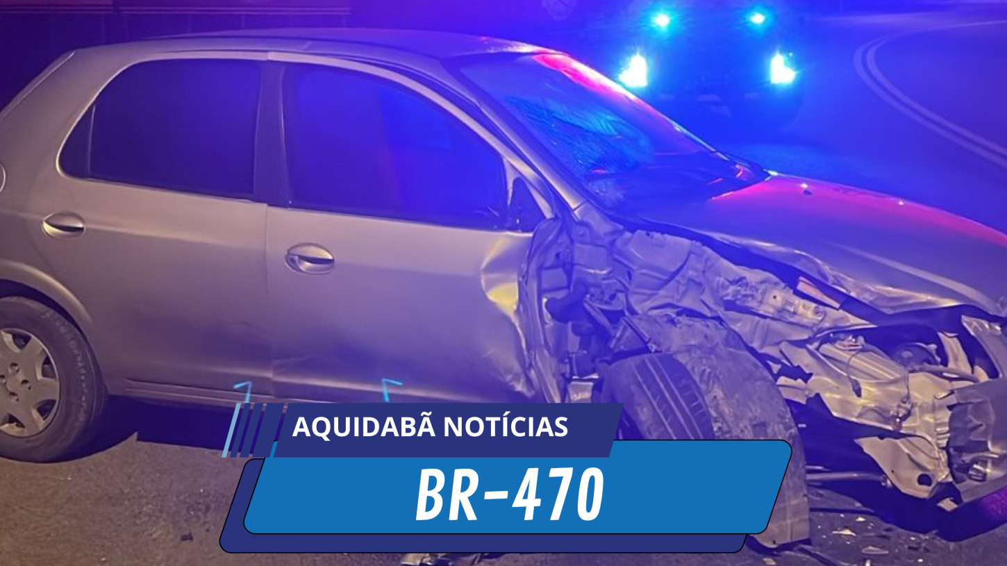 Acidente entre carreta e carro é registrado na BR-470