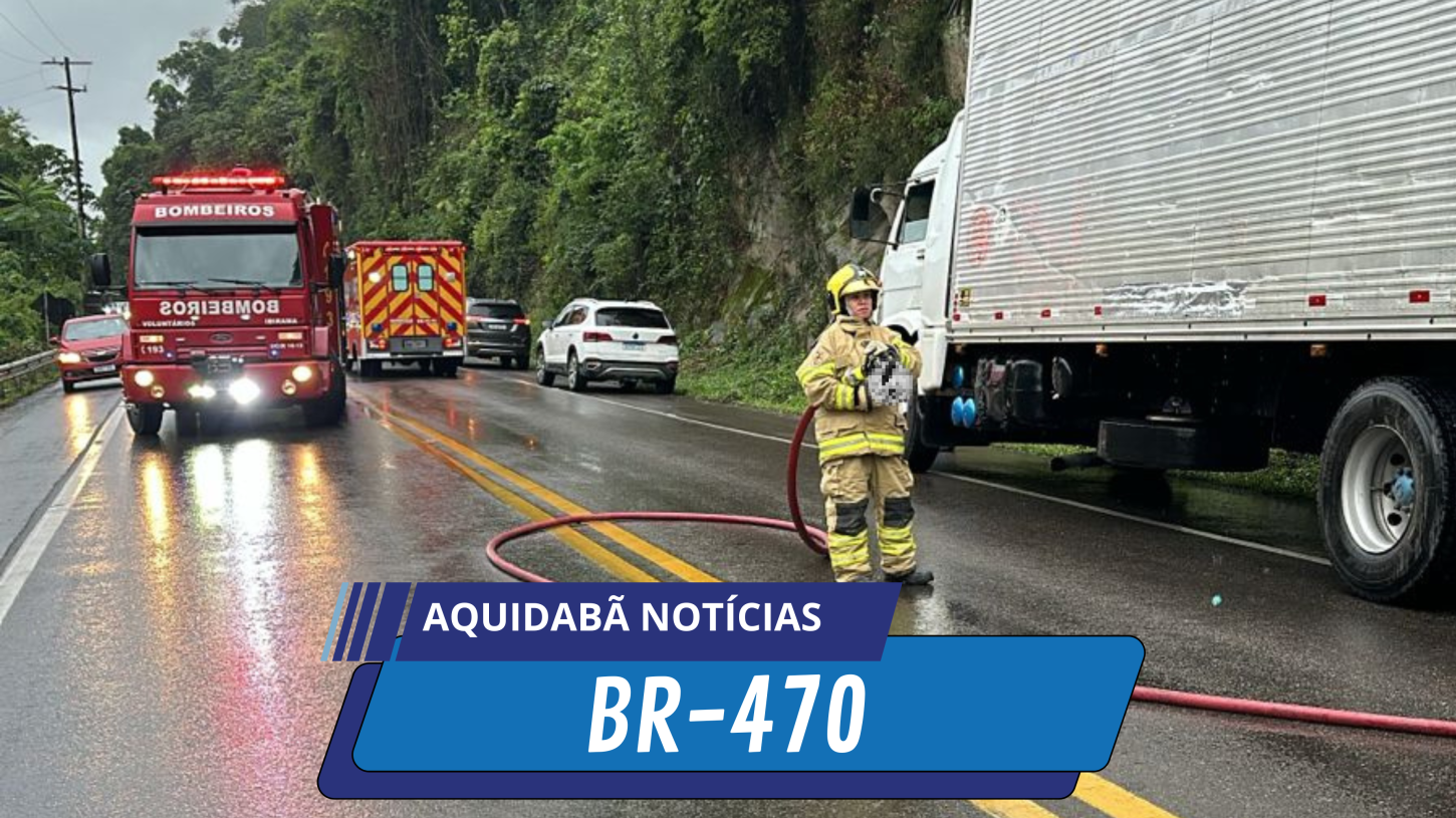 Incêndio em caminhão na BR-470 em Ibirama 