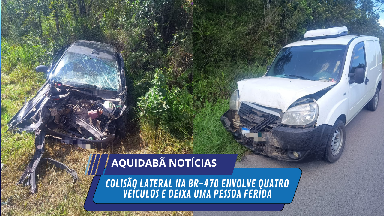 Colisão lateral na BR-470 envolve quatro veículos e deixa uma pessoa ferida