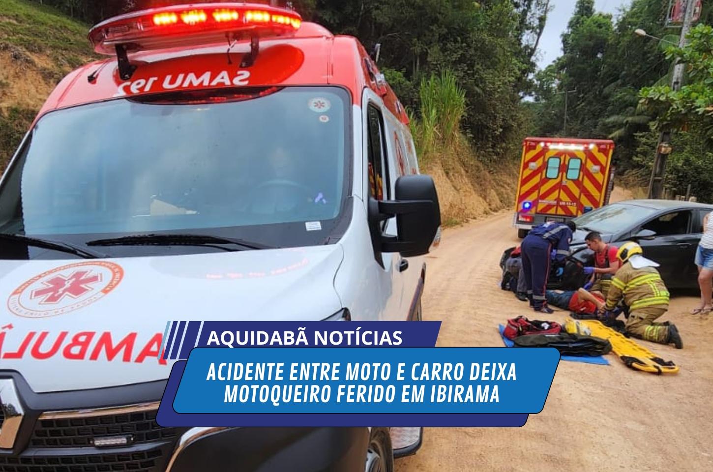 Acidente entre moto e carro deixa motoqueiro ferido em Ibirama
