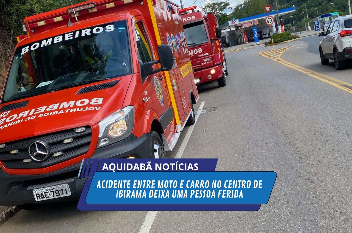 Acidente entre moto e carro no centro de Ibirama deixa uma pessoa ferida