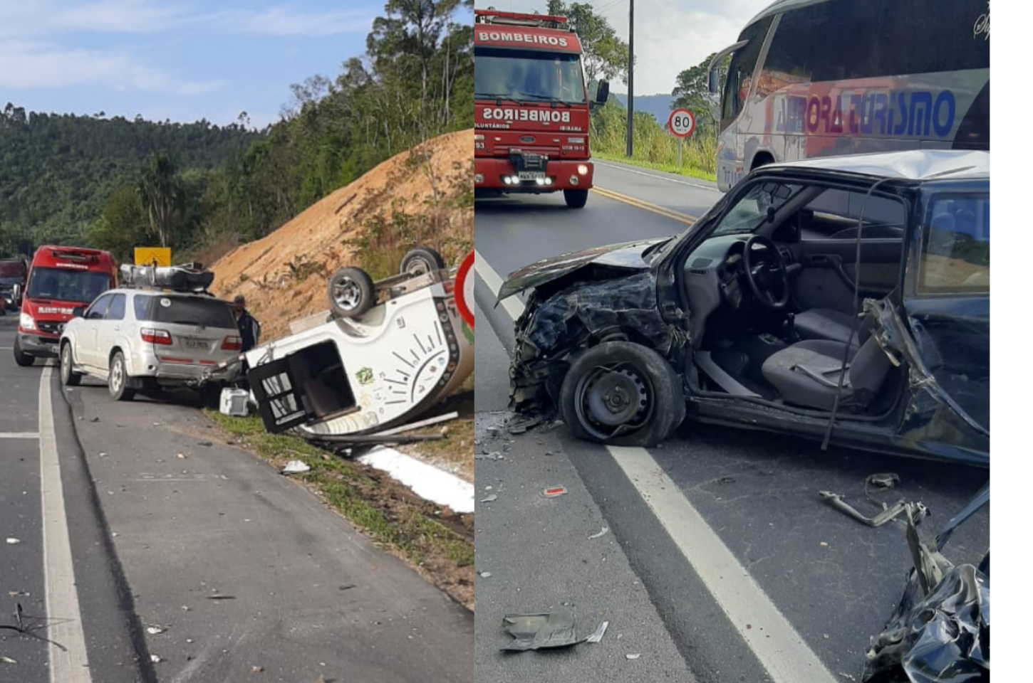 Acidente entre três veículos deixa uma pessoa ferida na BR-470 em Apiúna