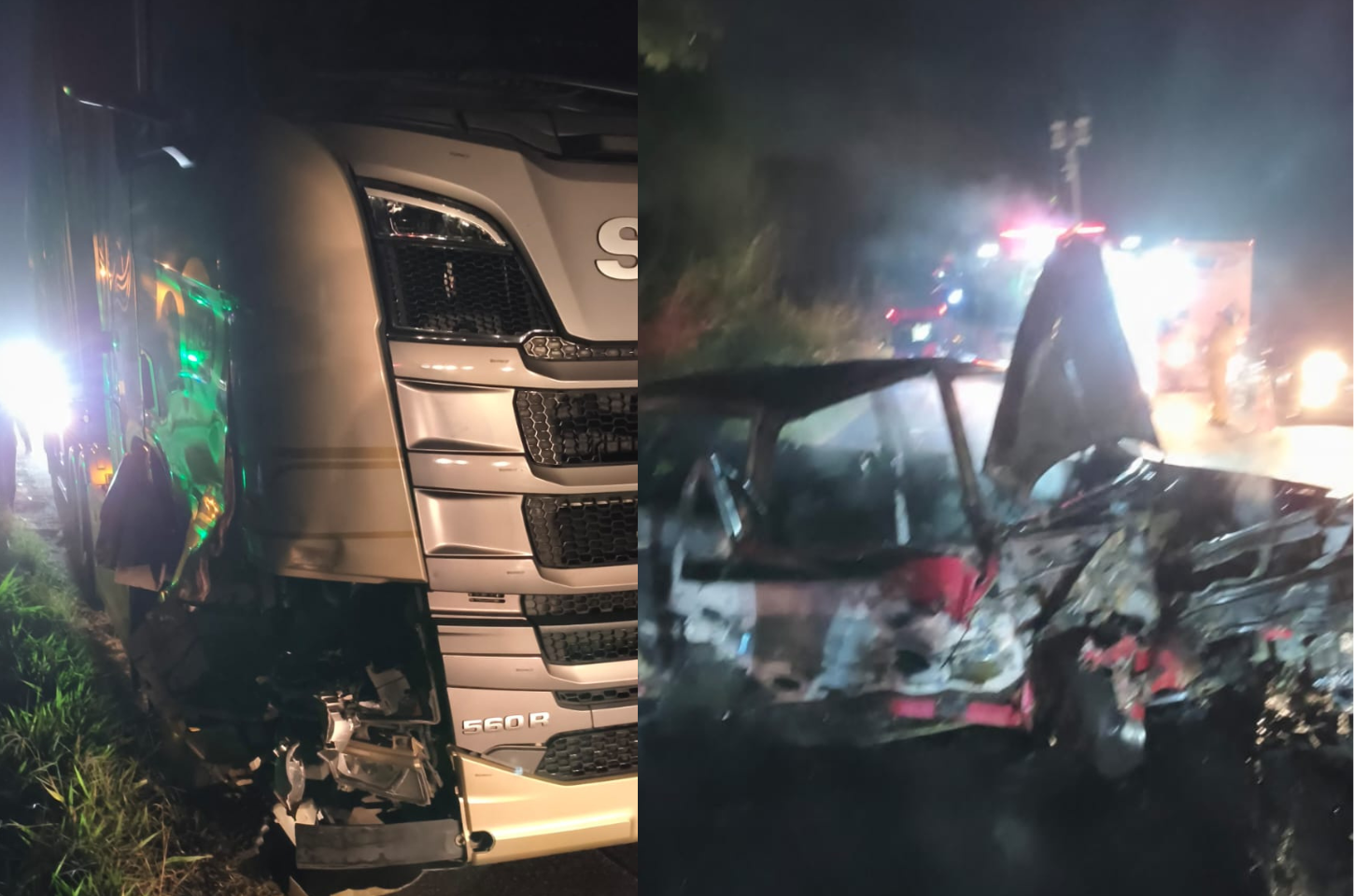 Motorista fica ferido após carro pegar fogo em acidente na BR-470