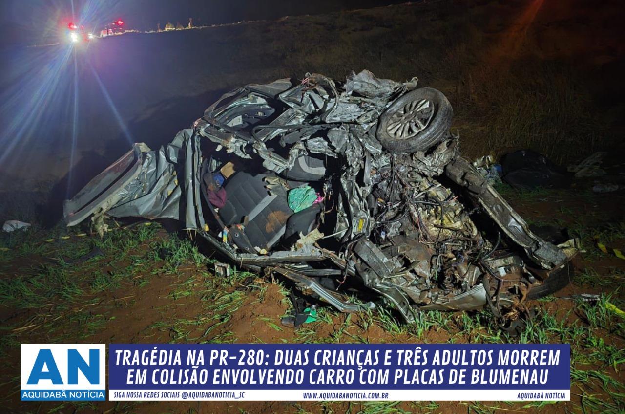 Tragédia: duas crianças e três adultos morrem em colisão envolvendo carro com placas de Blumenau