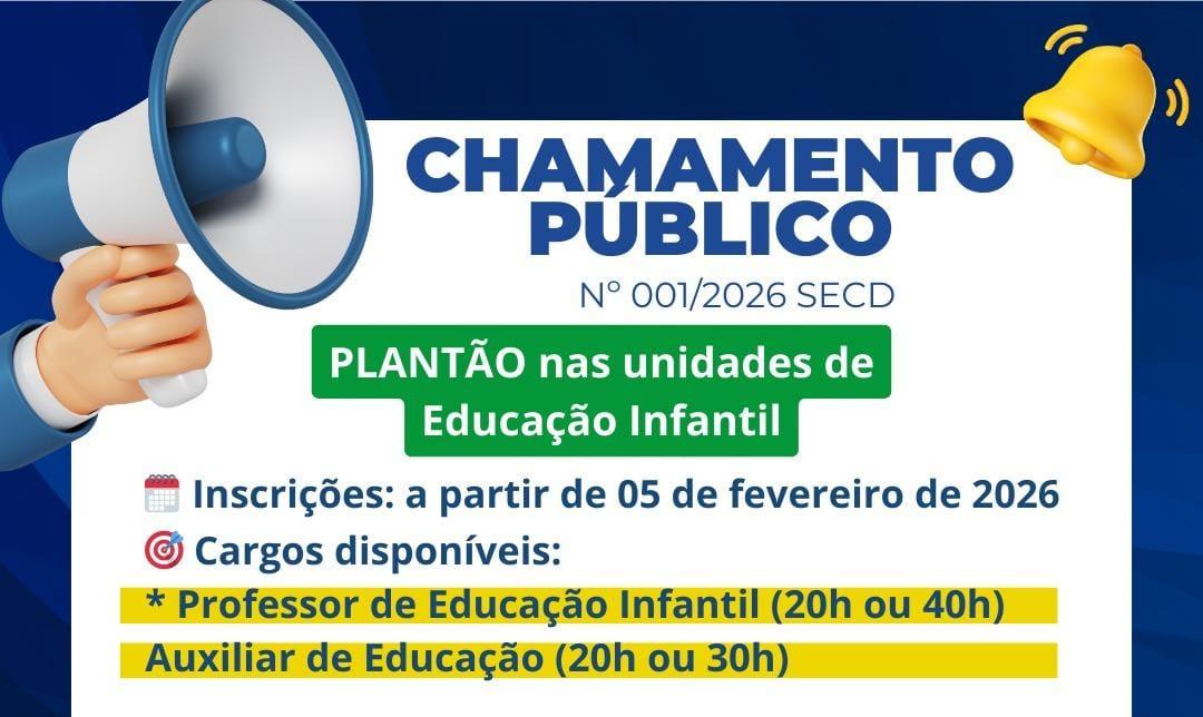 Inscrições abertas para plantão nas unidades de Educação Infantil em Presidente Getúlio