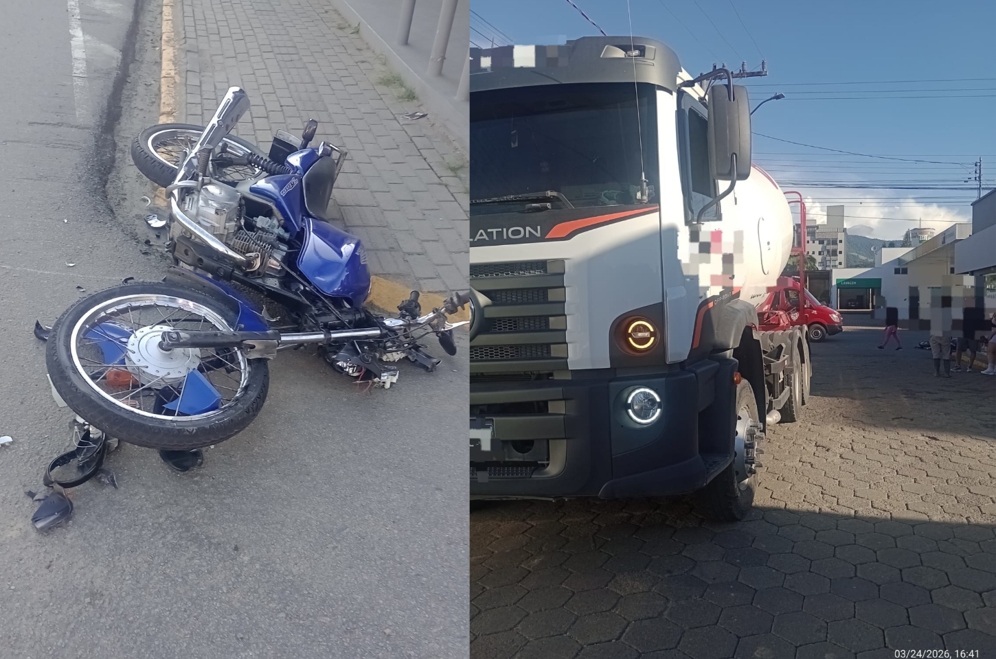 Colisão entre moto e caminhão deixa um ferido em Presidente Getúlio